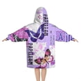 thumbnail image 2 of Purple Butterfly Flower Text Pattern Blanket Hoodies for Kids 6-13YR Oversize Wearable Blanket Hoodies for Boys Girls Teens, 2 of 7