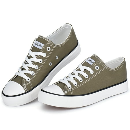 

JENN ARDOR Women s Canvas Shoes Lace up Flat Sneakers Low Top Fashion Comfort Walking Shoe