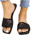 thumbnail image 4 of DPTALR Women's Retro Square Toe Flat Sandals Summer Casual Sandals, 4 of 4