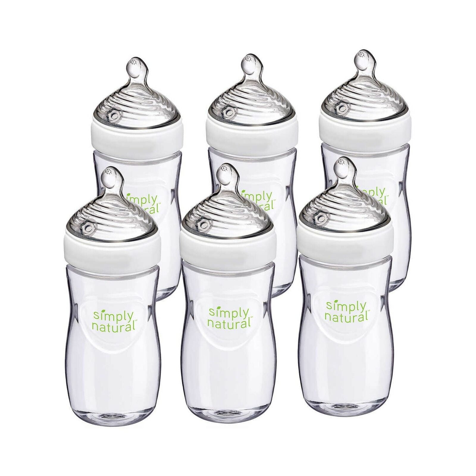 Nuk Simply Natural 6 Pack Baby Bottles w/ Medium Holes