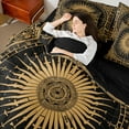 thumbnail image 3 of Manfei Vintae Boho Pattern 7pcs Bedding Comforter Set,Retro Boho Queen Bedding Sets,Gold Black Queen Sheet Sets For Boy Kids,Breathable Home Decor Reversible, 3 of 7