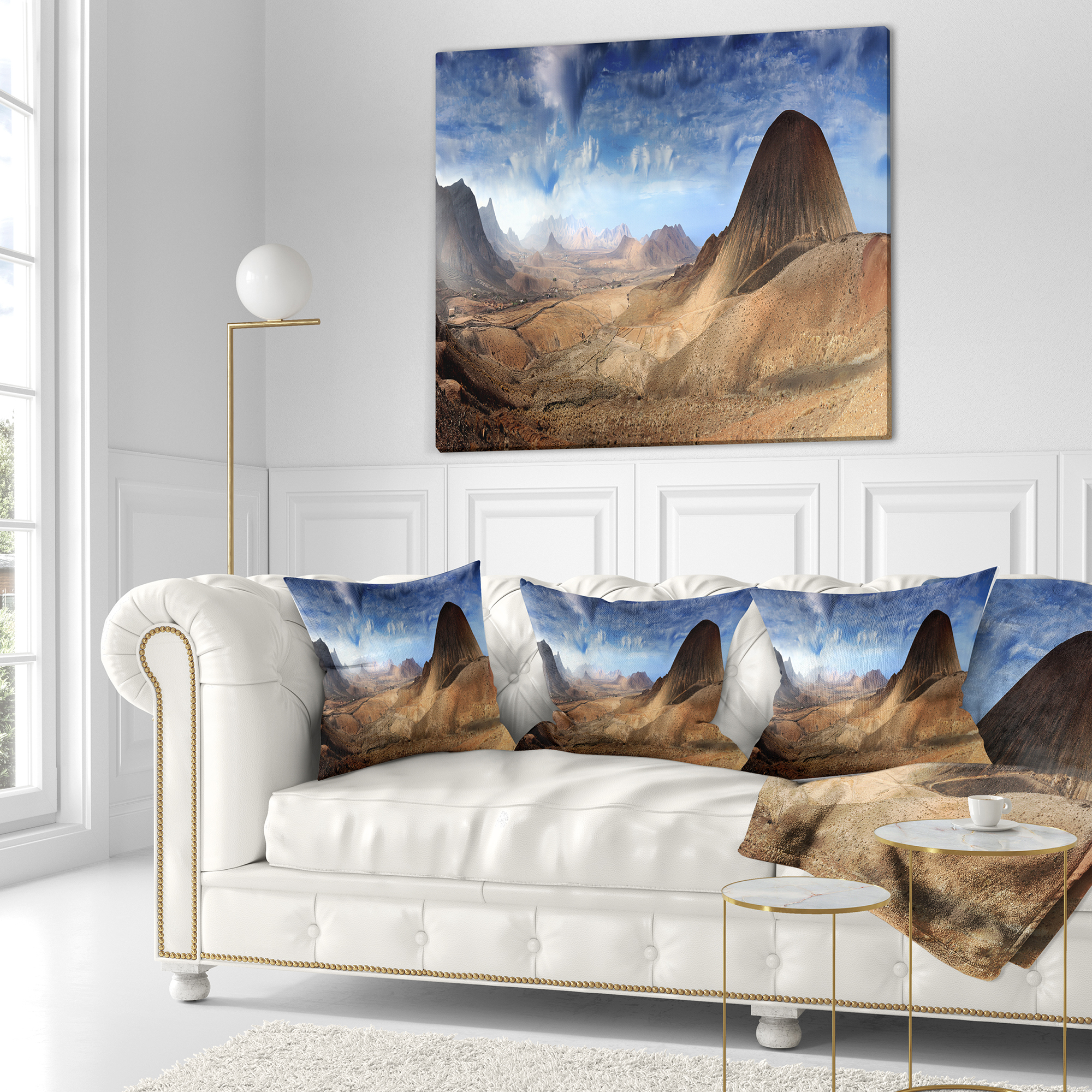 Designart Mountain Scenery Panorama - Landscape Photography Throw Pillow - 18x18