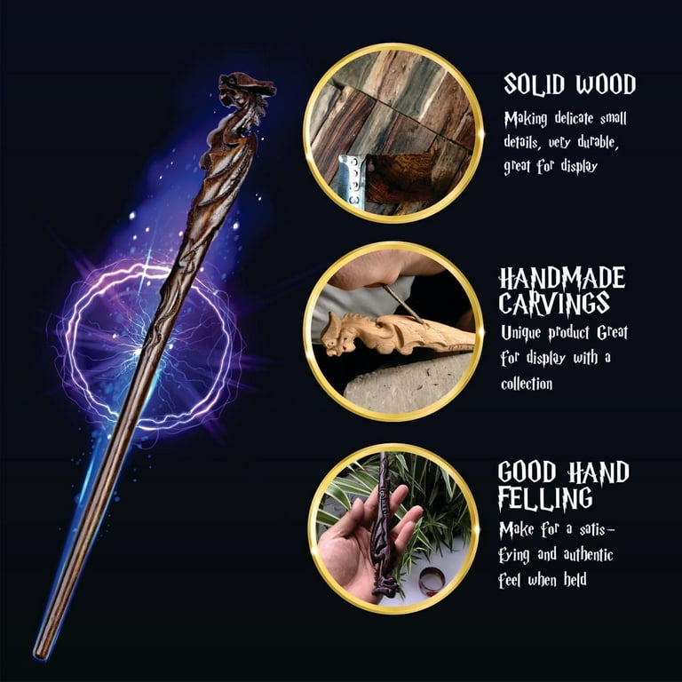 Handicraftviet - Hand Carved Dragon Magic Wand Wooden Wands for