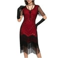 thumbnail image 5 of Hvot&aat 1920s Vintage Sequin Tassel Dress for Women High-end Banquet Round Neck Small Dress Flapper Dress, 5 of 6