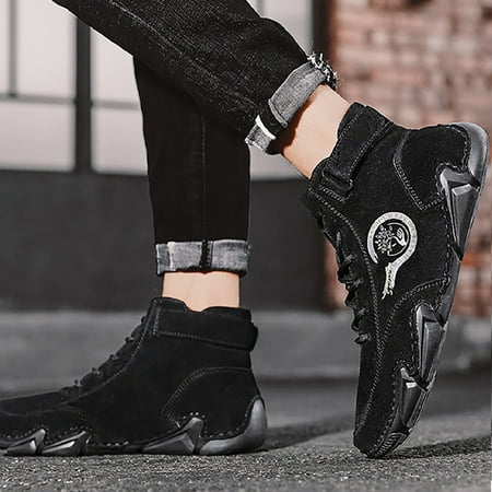 

Foraging dimple High Socks Shoes Round Head Breathable Everyday Men s Shoes Men Casual Shoes Black
