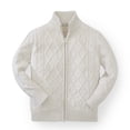 thumbnail image 1 of Hope & Henry Boys' Zip Up Cable Knit Sweater | Oatmeal, 1 of 3