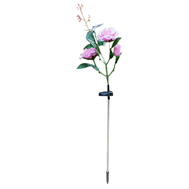 YYV Solar LED Rose Flower Stake Light Transparent Bloom Decorative Ground Lamp Waterproof Garden Pathway Accent Light Colorful Solar Flower Lighting