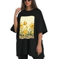 thumbnail image 4 of Plus Size Shirt for Women Black Tops for Women Oversized Short Sleeves Shirt for Women Daffodil1 T Shirt Crewneck Shirt for Women 3XL, 4 of 5