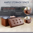 thumbnail image 7 of Ornavo Home 30 Inch Foldable Storage Ottoman Bench, Tufted Large Faux Leather Storage Ottoman, Storage Chest, Foot Rest Stool, Bedroom Bench with Storage - (Mocha), 7 of 7