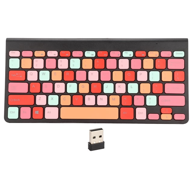 Teclado Universal 2,4 GHz, 78 teclas, ahorro de energía automático, Mini USB, teclado inalámbrico de colores mezclados