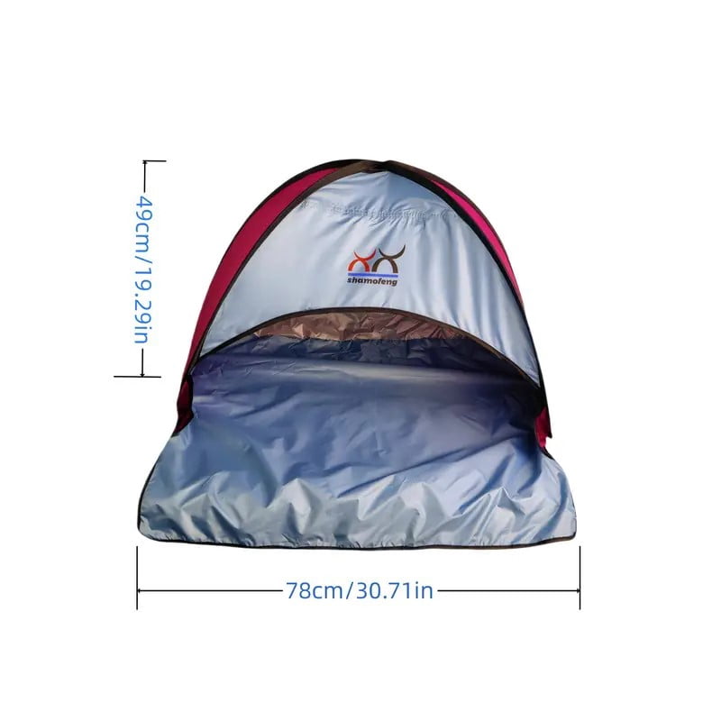 Small Beach Outdoor Sun - Shade Tent For Sunbathing, Lightweight And Durable, Spacious Enough, Pink - Blue, Ideal For Beach Leisure