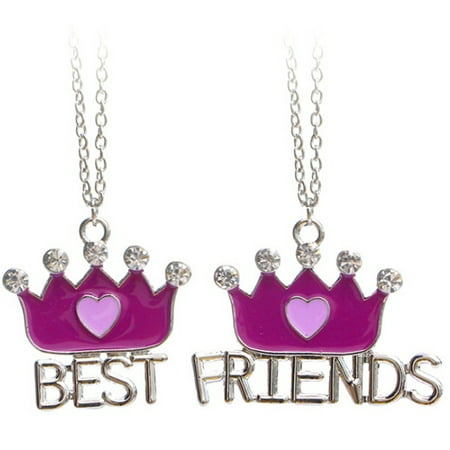 Kids Best Friend Necklaces Fancyleo 2PCS/Set Best Friends Rhinestone Crown Children Necklaces Kids Stereo Imitation Cake Necklace ()