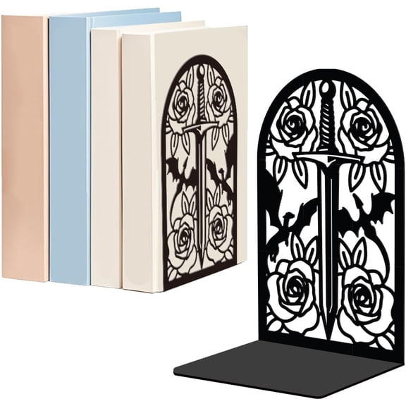 1 Pair Flying Dragon Metal Decorative Bookend for Shelves Heavy Duty Book Ends Modern Non-Skid Books Holder Stand Black Book Support