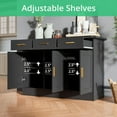 thumbnail image 2 of Cozy Castle Black Kitchen Buffet Cabinet, Black Kitchen Storage Cabinet with 3 Doors and 3 Drawers, Black Buffet Sideborad for Dining Room, Dining Room, Kitchen, 2 of 7