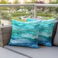 thumbnail image 5 of 2 Pack Outdoor Waterproof Throw Pillow Covers,Abstract Marble Ombre Blue Ocean Wave Decorative Square Pillow Case Patio Pillowcases for Chair Couch Sofa 16x16in, 5 of 9
