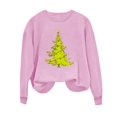 thumbnail image 5 of Penkiiy Christmas Sweatshirts for Women Embroidered Christmas Tree Shirt Xmas Tree Gift Casual Long Sleeve Pullover Tops L Pink, 5 of 6
