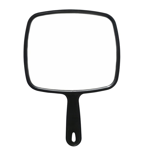 Espejo de mano profesional para peluquería y barbería con asa (negro)