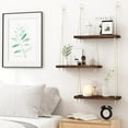 thumbnail image 6 of Hanging Shelves for Wall, 3 Tier Boho Wall Decor Plant Rack Floating Shelves Rope Rustic Wood Organizer Storage Hanger for Aesthetic Home Bedroom Kitchen Bathroom- Rustic Brown-HQQ8, 6 of 7