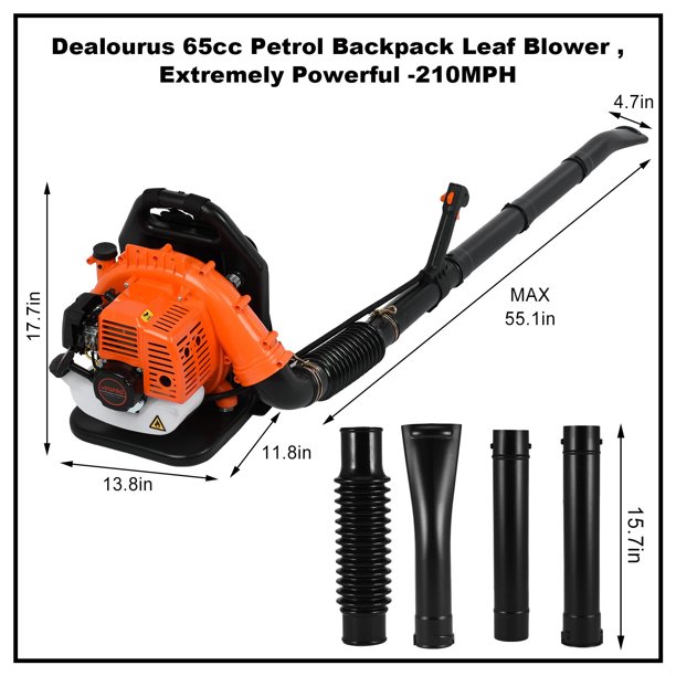Backpack Leaf Blower, 63Cc 2Cycle Gas Leaf Blower, 650 Cfm Cordless