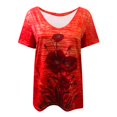 thumbnail image 4 of Puntoco - Camiseta de manga corta con cuello en V y estampado floral suelto para mujer Puntoco Puntoco-1261, 4 of 4