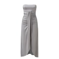 thumbnail image 3 of Sngxgn Women's Shoulder Short Dress Ruched Bodycon Mini Dress(Grey,M), 3 of 6
