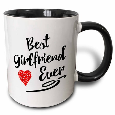 3dRose Typographic Best Girlfriend Ever Design - Two Tone Black Mug,