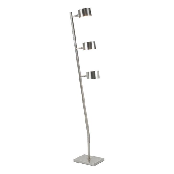 Benjara 60" Floor Lamp- 3 Drum Metal Shades- Modern Style- Silver Frame