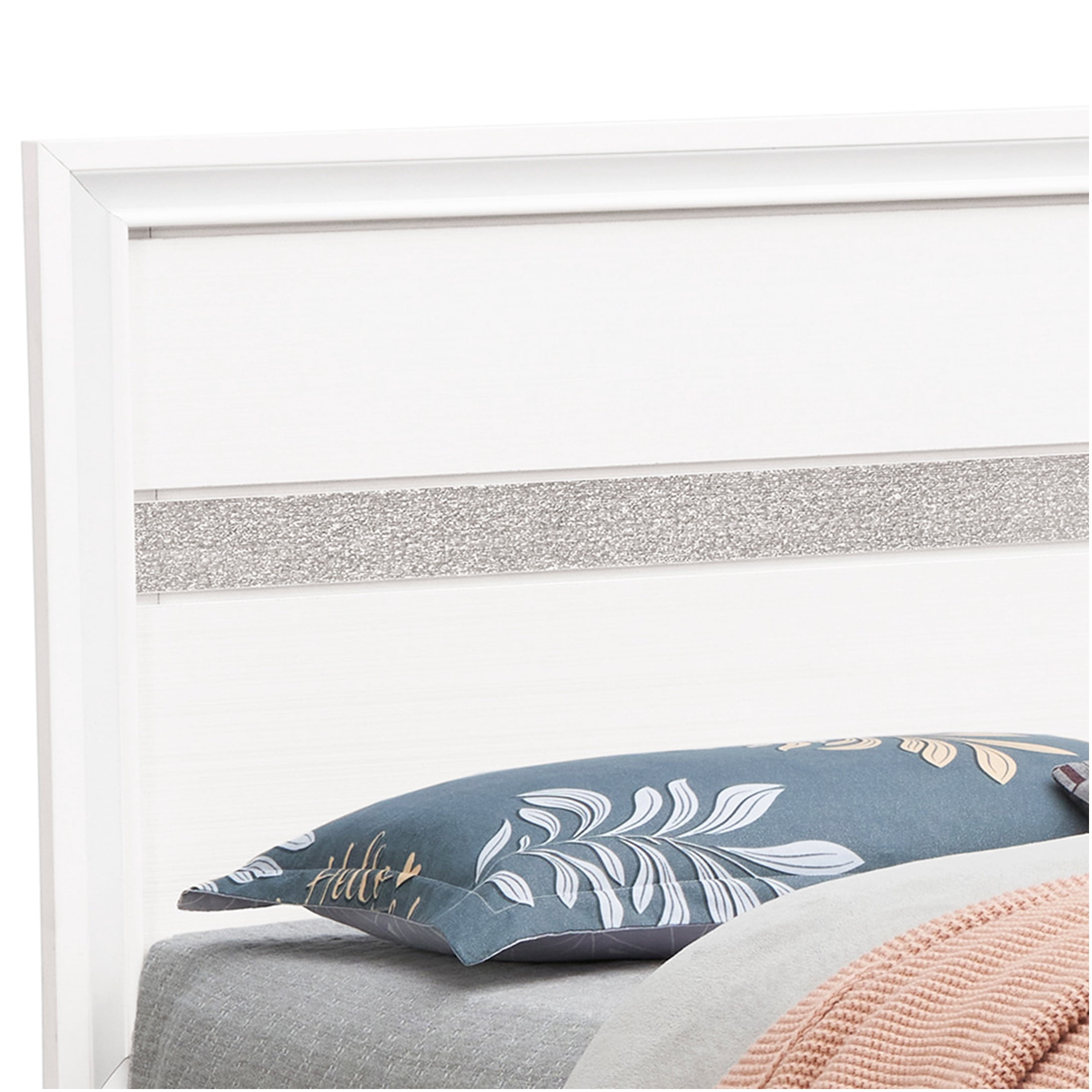 King Size Storage Bed Frame with Drawers, Modern Platform Bed with Acrylic Trim and Nickel Handles, No Box Spring Needed