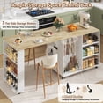 thumbnail image 3 of Rolling Kitchen Island with 360° Rotating Extendable Dining Table, 72" Large Island Table with Power Outlet & 7-Tier Spice Racks & Trash Can Storage, Cord Management Hooks, 3 of 12