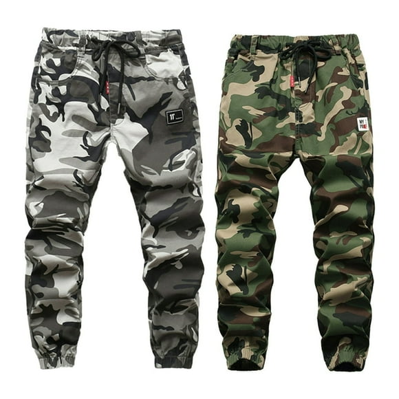CHUANK Kids Boys Camo Pants Casual Youth Loose Pants Toddler Drawstring Camouflage Trousers Spring Autumn Cargo Joggers Pants for 5-15 Years