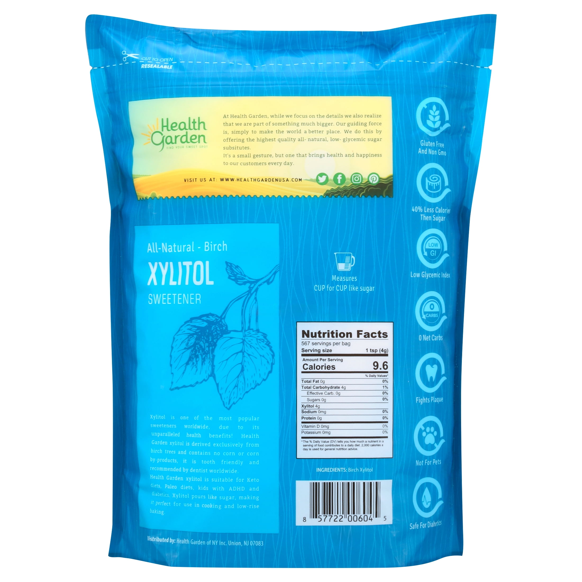 Xyloburst 5 Lb Bag – Sugar-Free Xylitol Sweetener, Non-GMO, Gluten-Free, Low Calorie
