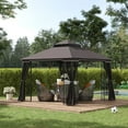 thumbnail image 2 of Outsunny Toit de Jardin 3 m X 3 m, Couleur Café, 2 of 9