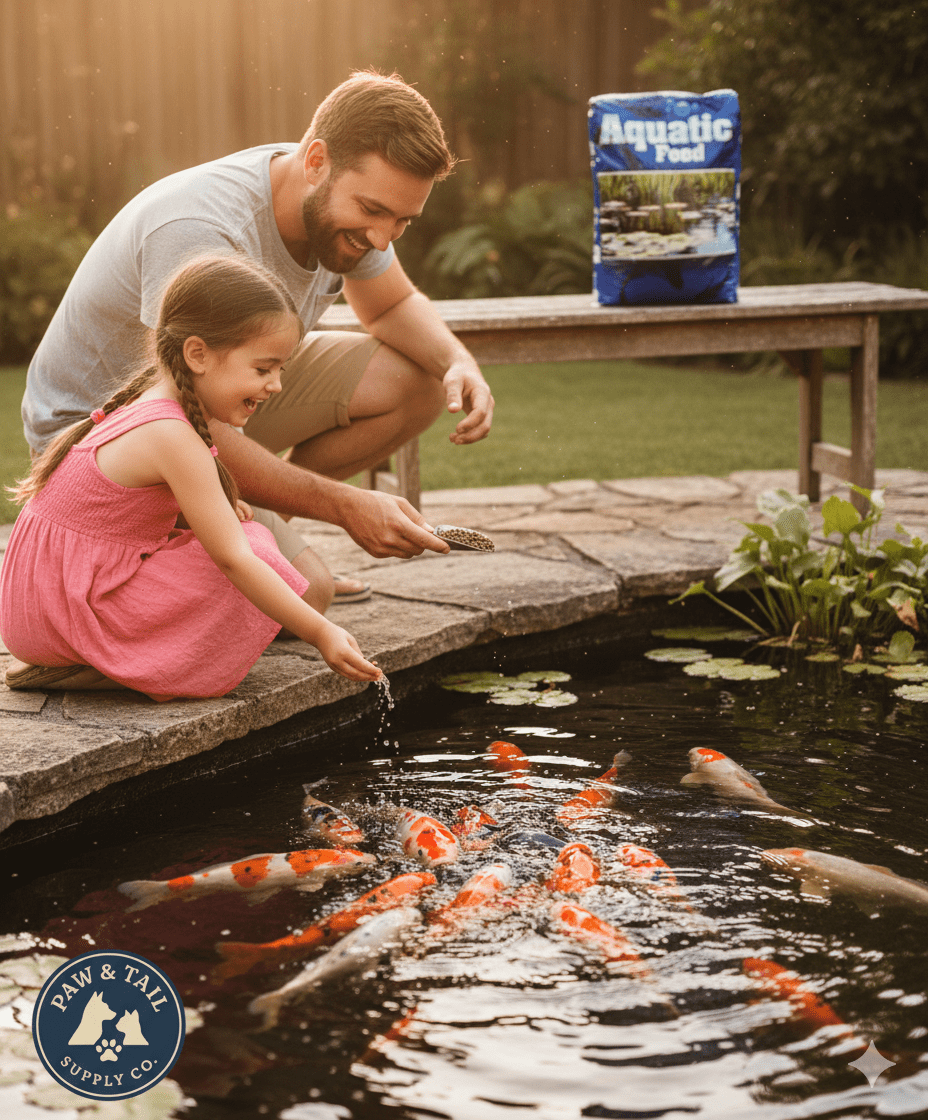 Crystal Blue Pond Colorant & Aquatic Feed Floating Fish Food Bundle for Koi & Catfish