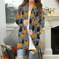 thumbnail image 2 of Feancey Open Front Cardigans for Women Halloween Pumpkin Print Kimono Jacket Holiday Casual Plus Size Cardigan Lightweight Shawls Multicolor L, 2 of 8
