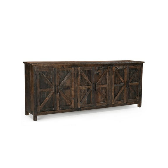 Taran Designs Milton 6-door Solid Wood Sideboard in Dark Brown