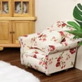 thumbnail image 6 of Dollhouse Couch with Pillow 1 12 Scale Miniature Sofa Arm Chair Living Room Furniture Wooden Fabric Frame Single Reading Chair Artificial House Room Scene Decoration (White Floral), 6 of 6