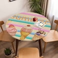 thumbnail image 5 of Summer Desserts Elastic Fitted Round Table Cover Ice Cream Lemon Colorful Stripes Waterproof Outdoor Tablecloth for Holiday Party, Picnic, Patio & Dining Fits Tables Up to 36"-44", 5 of 8