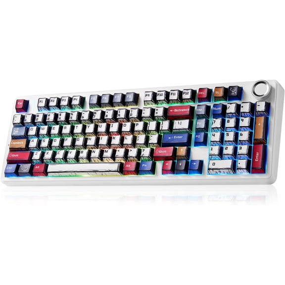 x F99 Pro Mechanical Keyboard, Wireless Gaming Keyboards RGB Backlit Hot Swappable Custom Creamy Bluetooth Computer Tri-Mode BT5.0/2.4GHz/USB-C, Pre-lubed Switches PBT Keycaps