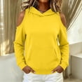 thumbnail image 3 of SYwaren Women's Off Shoulder Pullover Hoodie Cutout Long Sleeve Casual Sweatshirt Solid Color Fall Winter, 3 of 7