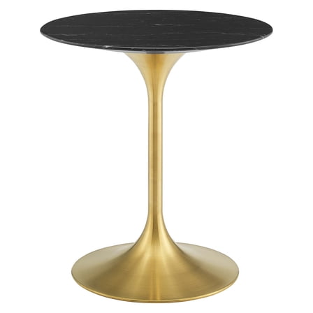 Dining Table, Round, Artificial Marble, Metal Steel, Gold Black, Modern Contemporary Urban Design, Kitchen Room Cafe Bistro Restaurant Hospitality
