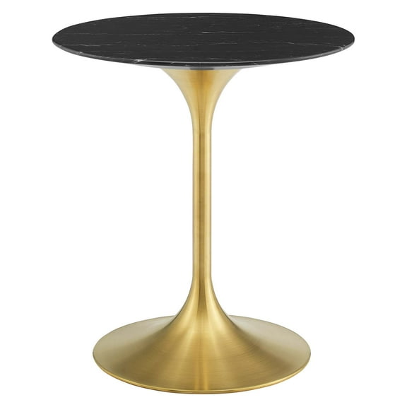 Dining Table, Round, Artificial Marble, Metal Steel, Gold Black, Modern Contemporary Urban Design, Kitchen Room Cafe Bistro Restaurant Hospitality