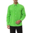 thumbnail image 1 of INSPIRE CHIC Men's Shirt Polka Dots Pattern Point Collar Long Sleeve Button Down Shirt 34 Green, 1 of 6