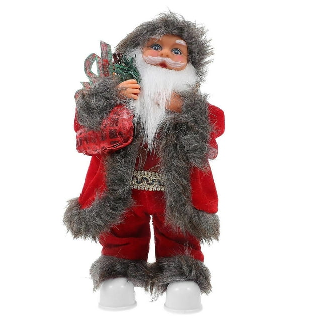 Electric Musical Santa Claus Christmas Statue, Adorable Moving Xmas Ornament for Holiday Decor, Battery Operated Miniature Decoration for Window or