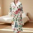 thumbnail image 2 of Women's Fleece Plush Robe Long Warm Plush Bathrobe Loungewear Jacket Printed Comfort Robe, 2 of 5