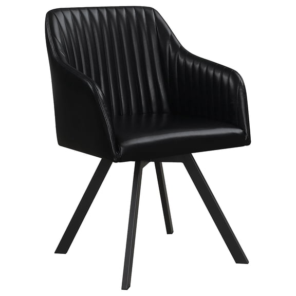 Arika Faux Leather Upholstered Swivel Dining Arm Chair Black