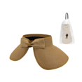 thumbnail image 1 of Sombrero de paja con visera para el sol y ala ancha para mujer, gorra plegable para mujer, sombrero de playa con cola de caballo y bolsa de almacenamiento para el verano, 1 of 4
