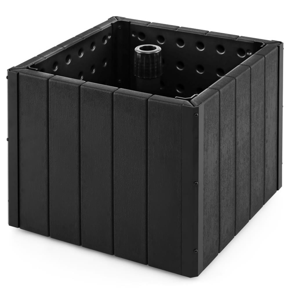 Spaco 2-in-1 Outdoor Umbrella Base Planter Patio Umbrella Stand with Flower Box, Outdoor Umbrella Stand, Patio Umbrella Stands & Bases, Deck Umbrella Stand-Black