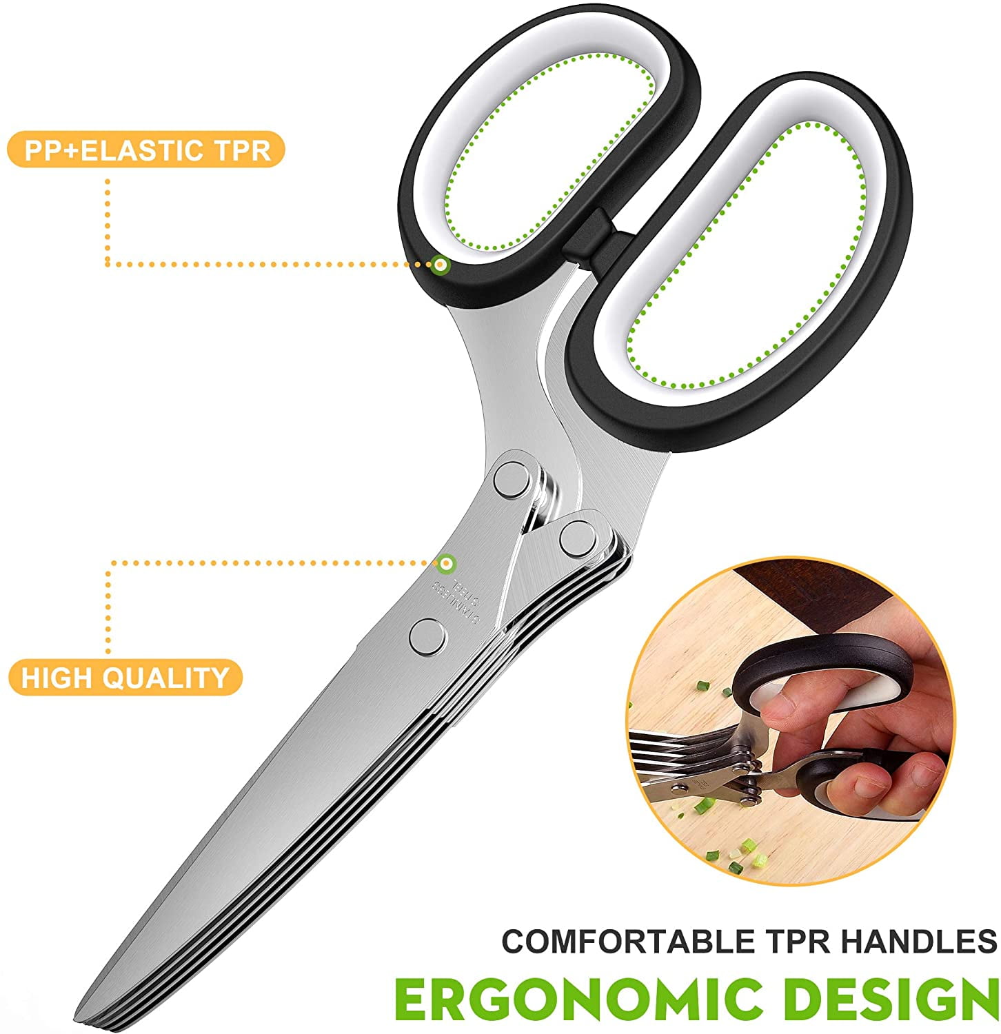 Herb Scissors Set, Kitchen Gadgets for Cutting, Stainless Steel Food Scissors
