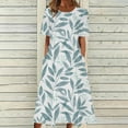 thumbnail image 2 of Drses Summer Dresses for Women 2024 Fashion Women Casual Sexy Round Neck Printing Elastic Waist Short Sleeve Pockets Dress Women's Casual Dresses, 2 of 5