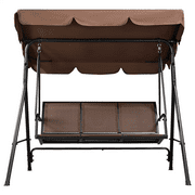 SmileMart 3-Seat Patio Canopy Porch Hanging Swing Chair for Outdoor, Dark Brown